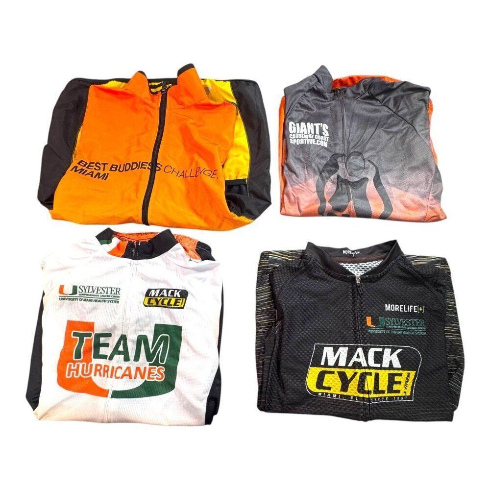 Lot Of 4  Cycling Jerseys 2 Team Miami Hurricanes Small Orange & Black BePrimal